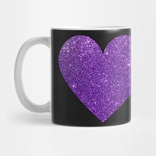 Purple Faux Glitter Heart Mug